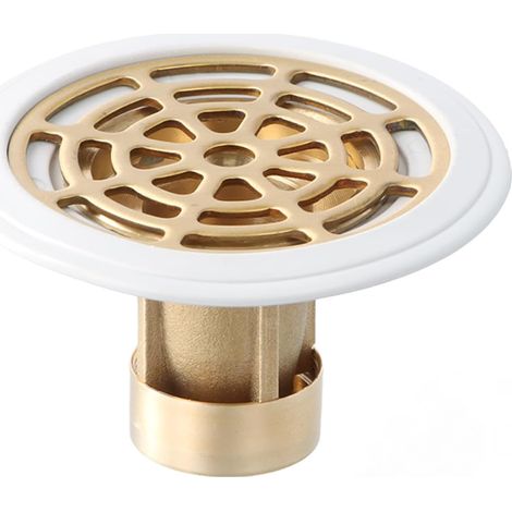 Siphon de douche en laiton, siphon de sol de douche avec filtre à cheveux, siphon de sol rond anti-odeurs (1/5)