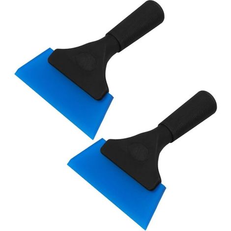 Lot de 2 Raclettes de Pare-Brise en Plastique PP Bleu Poignée Ergonomique, Mini Grattoirs Non Abrasifs pour Nettoyage Vitres Voiture et Désembuage Pare-Brise, Outil Polyvalent (1/4)