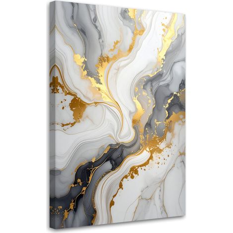 Image sur Toile, Abstraction glamour en marbre gris et or,20x30 (1/4)