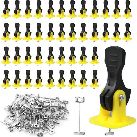 100 Pièces cale nivellement carrelage, kit de système de nivellement de carrelage, croisillon carrelage autonivelant 2mm, avec 100 Aiguilles en Acier Rechange, pour Pose de Carrelage Sol et Mur (1/5)