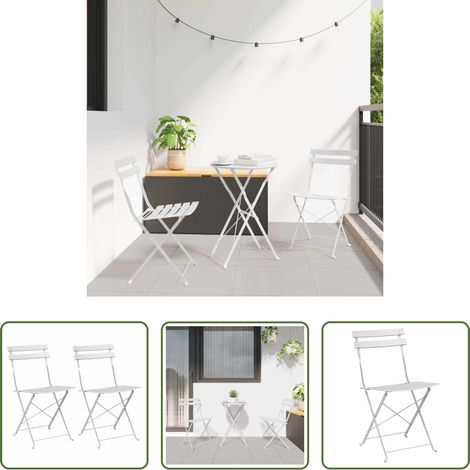 Chaise pliable -  Chaise de jardin pliante 2 pcs Blanc 42 x 46 x 82cm Métal (1/5)