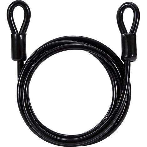 1 Diebstahlsicherungskabel, 6 mm verzinkter Stahl, schwarze PVC-Ummantelung, 1,8 m Länge, für Fahrräder und Gepäck (1/5)