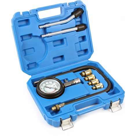 XPOtool Testeur de compression 0-20 bars, pour Moteurs essence, Contrôleur, avec Tuyau flexible et Adaptateur M10 M12 M14 M18