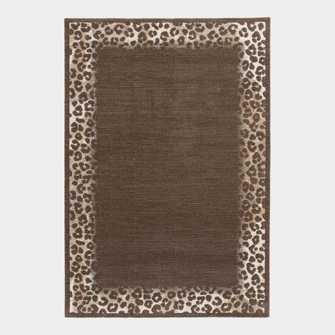 Tapis de salon - Sauvage marron chocolat - Motif léopard - 120 x 170 cm