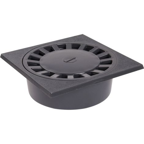 Nicoll – Siphon de cour à emboîture incorporée verticale M90 F80/100 – Platine 250x250 – Gris foncé – Pour chantiers humides