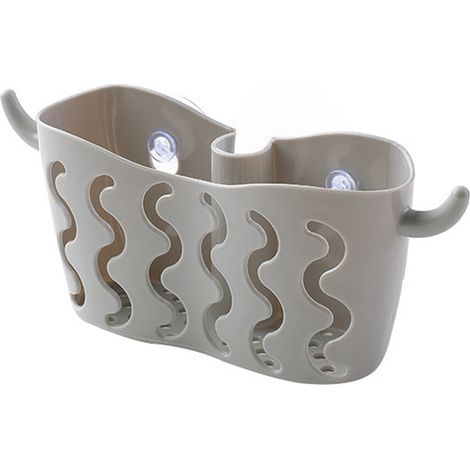 Étagère Évier Et Porte Éponge - Support Rangement Cuisine Ventouse - Design Drainant Pour Mur Lisse - Gris - Lot De 1 (1/2)