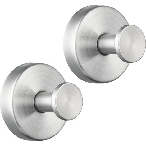 Crochets à ventouse pour la douche/salle de bain amovibles les serviettes, crochets en acier inoxydable sans perçage le verre, carrelage, cuisine (lot 2) Nickel brossé Brossé 2-Pack'2-Pack Nickel Bros (1/5)