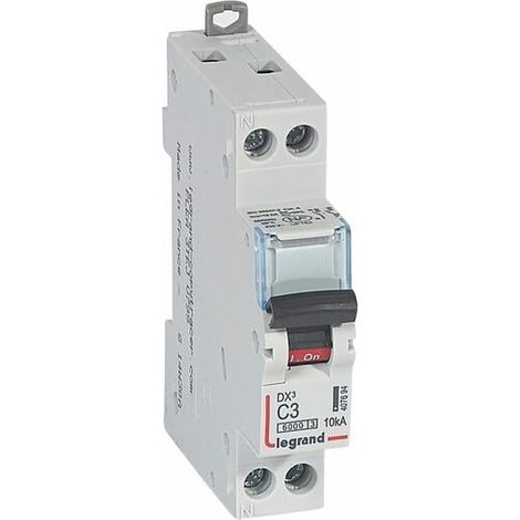 Disjoncteur DX³6000 10kA arrivée haute et départ bas à vis U+N 230V - 3A - courbe C - 1 module - LEGRAND