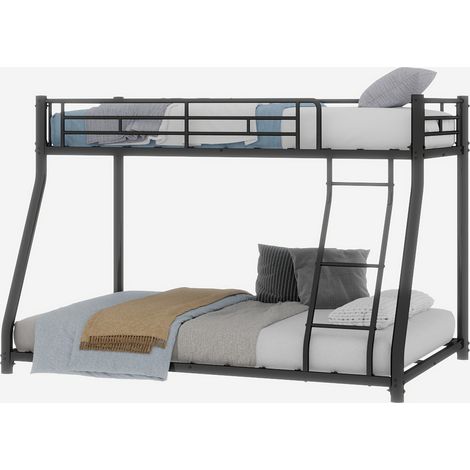 Cadre de lit superposé métallique, lits 90x140 cm (supérieur) et 140x190 cm (inférieur), échelle et garde-corps intégrals – Gain de place, style moderne pour adolescents et adultes (1/5)