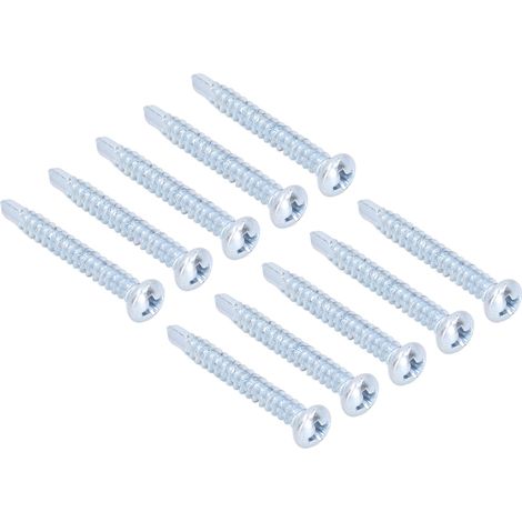 50 Stück Kreuzschlitz-Bohrschrauben, verzinktes Kohlenstoffstahl, selbstbohrende Schrauben, 4,2 x 32 mm, Rundkopf (1/5)