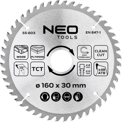Hoja de sierra circular neo circular saw blade 160 mm 48 dientes