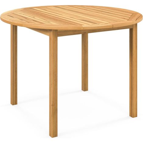COSTWAY Mesa Redonda Exterior 110x75 cm, Madera de Acacia, Mesa Jardin Exterior para 4 Personas, Mesa Terraza Balcon Jardin, Natural (1/5)