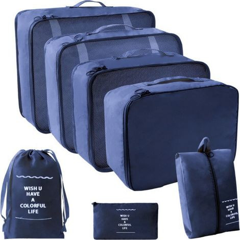 Bolsa De Almacenamiento Para Ropa Y Calzado - Impermeable - 7 Piezas - Viaje Y Camping - Navy Blue (1/5)