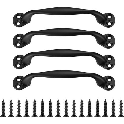 Lot de 4 poignées de porte d'armoire - Poignées de meuble - Poignées en forme de fer - Pour armoires de cuisine, armoire, porte, tiroir, meubles - Avec vis - 129 mm (1/5)