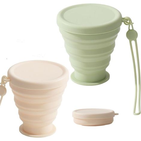 Gobelet pliable, 2 Pièces Faltbecher Silicone,200ml Pliable le travel mug avec Couvercle Réutilisable pour le Camping de plein air