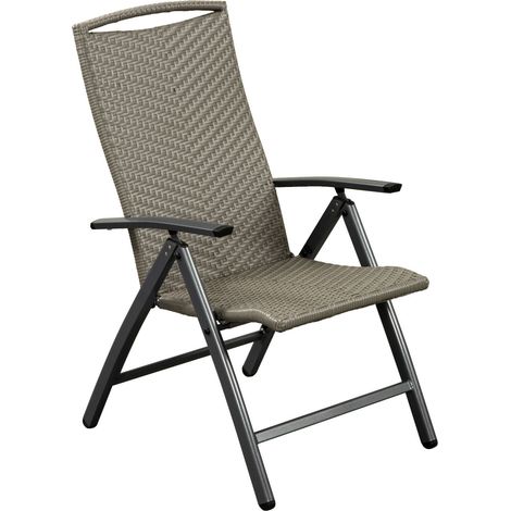 Inko Klappsessel York Aluminium grau 5-fach verstellbar Hochlehner graphit/Geflecht