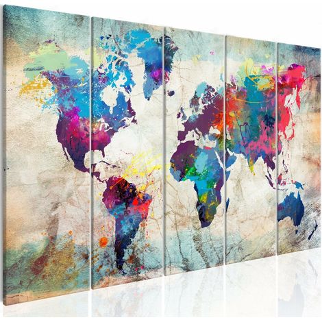 Tableau mur fissuré de carte du monde - 225 x 90 cm (1/4)