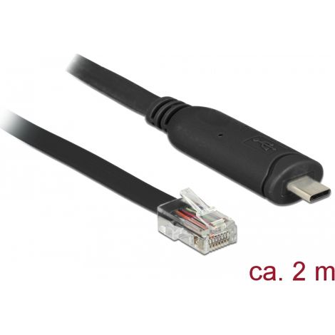 Delock Adaptador USB 2.0 Tipo-C macho  1 x Serial RS-232 RJ45 macho 2,0 m