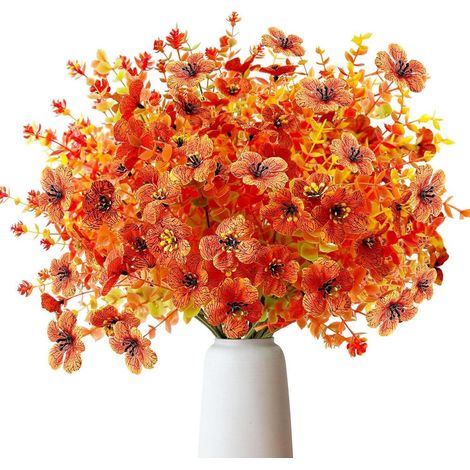 Künstliche Herbstblumenstrauß Orange Set 8 Bündel Seidenblumen Herbstdeko (1/5)