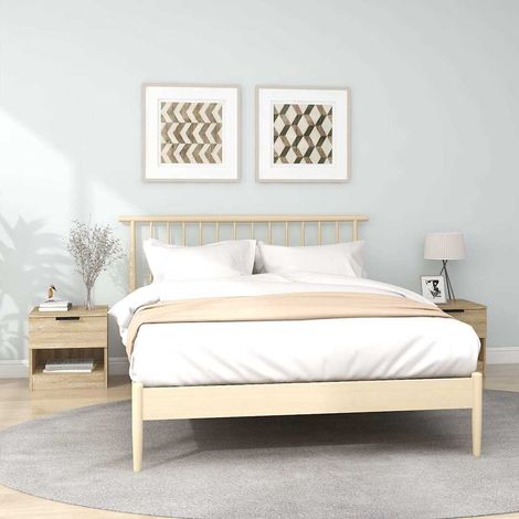 vidaXL Mesita de noche 2 uds madera contrachapada color roble Sonoma (1/5)