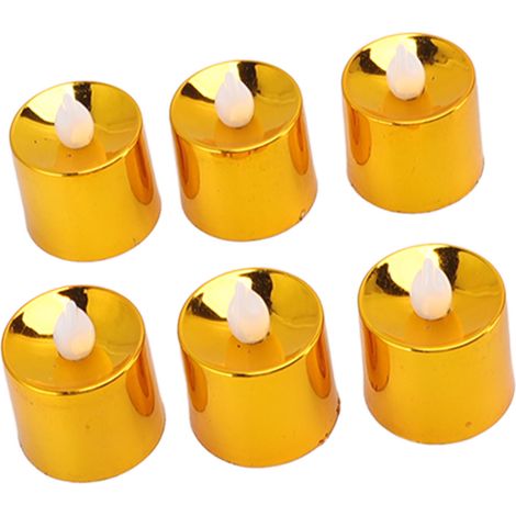 Lot de 12 bougies électroniques LED dorées à l'électro-dorure, idéales pour Noël, mariages, anniversaires et décorations d'intérieur. (1/5)