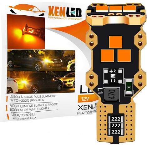 1 x AMPOULE WY16W T15 LED Super Canbus 370Lms XENLED - ORANGE Sans erreur au tableau de bord
