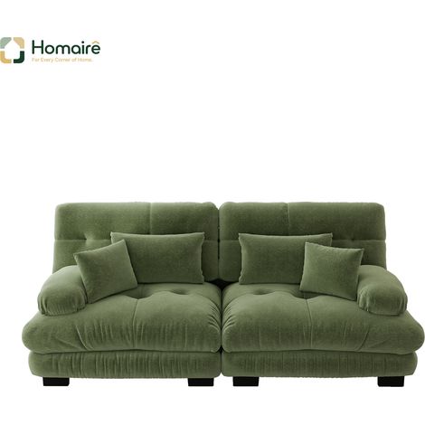 Canapé modulable en chenille vert avec accoudoirs 220 x 77 x 81 cm HOMAIRE (1/5)