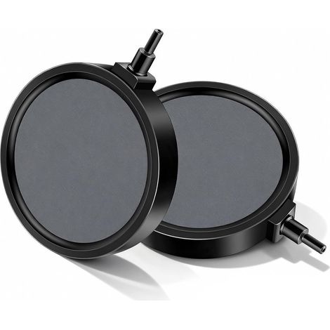 Lot de 2 Disque de pierre à air, 10 cm, Sable et pierre, Tuyau 4 mm/8 mm, Pour aquariums et bassins