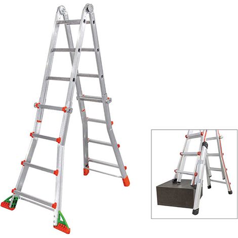 Scala lunga 4.00m  - 4 x 4 pioli - Asta allungabile - BKPL/2/BR (1/5)