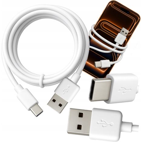 Câble USB Type-C CHARGE RAPIDE HQ Blanc 2 m Câble Solide Type-c Robuste (1/5)