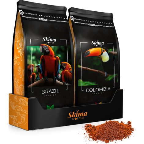Caffè macinato 500g x2 Brasile/Colombia 100% Arabica Fresco 1kg + omaggio (1/5)