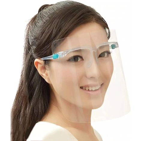 Visière de protection intégrale (lot de 5), écran facial avec lunettes, visière transparente résistante aux projections d'huile et aux postillons, lentille antibuée
