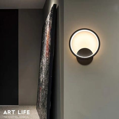 Applique intérieure LED 12W applique murale ronde noir blanc chaud, chambre moderne salon escalier couloir 220V 2023cm une pièce (1/2)