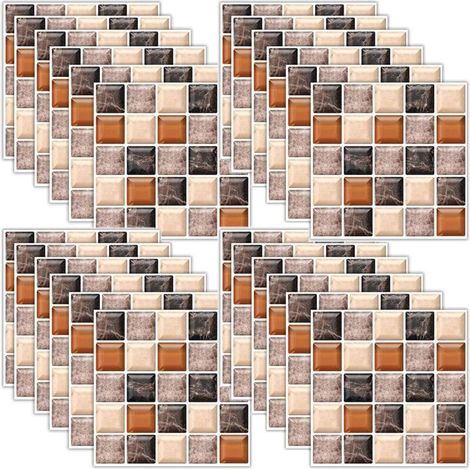 Autocollant de Tuile Mosaïque 18 Pièces Papier Peint Amovible Mur Auto Adhésif pour la Salle de Bain Cuisine Backsplash Décoratifs Carrelage Murs Meubles Stickers Autocollant Mural