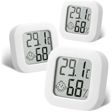 3 Pièces Mini Thermomètre Intérieur Numérique Hygromètre Humidité Température LCD Affichage Bluetooth Capteur sans Fil Thermomètre pour Maison, Bureau,Hygromètre Numérique