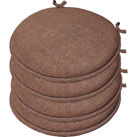 Lot De 4 Coussins De Chaise Rond Coton Lavable Doux Housse De Chaise Couleur Unie Pastel - Marron