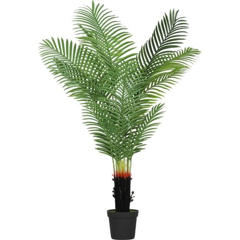 150cm Artificial Areca Palm Tree with 12 PE Leaves, Decorative Artificial Plant with Plastic Pot and Flocked Soil, Fake Plant for Home Office Decor, Green (1/5)