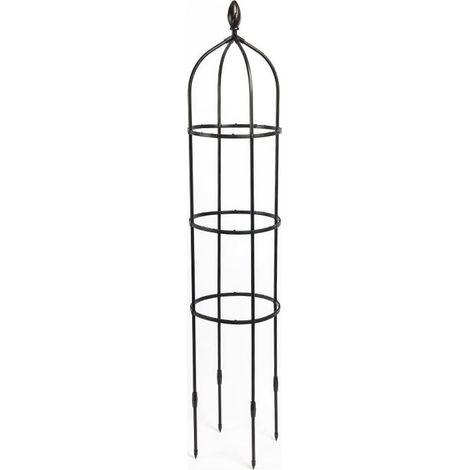 Obélisque de jardin en acier avec revêtement plastique – Tuteur pour plantes grimpantes – Résistant aux intempéries – 4 pieux verticaux (1/3)
