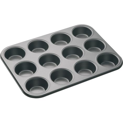 MASTER CLASS Teglia per 12 Muffin, Stampo Cupcake, Antiaderente, 35 cm x 27 cm, Grigio (1/5)