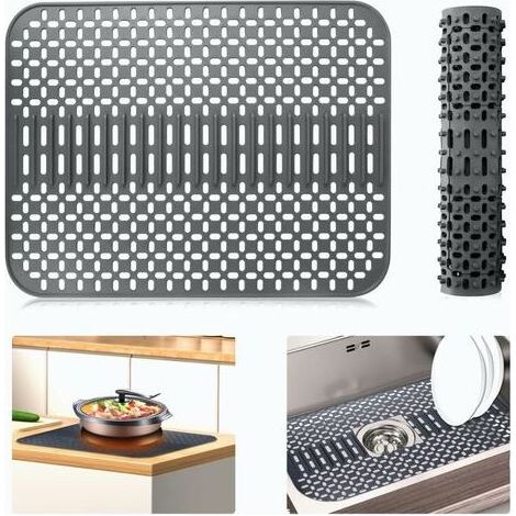 – Tapis de Protection en Silicone pour évier de Cuisine, Grand Tapis de séchage de Vaisselle en Silicone, Protecteur de comptoir en Silicone, Protecteur D'évier Pliable Résistant à La Chaleur (1/5)