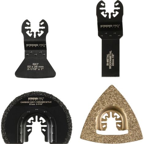 Werkzeugsatz Strend Pro TAS-TW104 Sägeblatt und Halbkreis für Multischleifer, Karbid + Bimetall, 4-teilig (1/4)