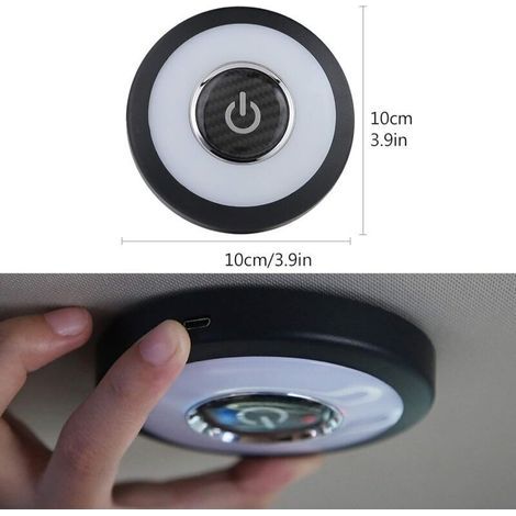 Plafonnier LED intérieur voiture 12 V avec aimant, lumière blanche et bleue glacier, lecture/veilleuse automatique (1/3)