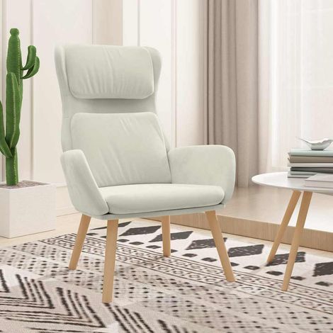 vidaXL Sillón de relax de terciopelo blanco crema (1/5)