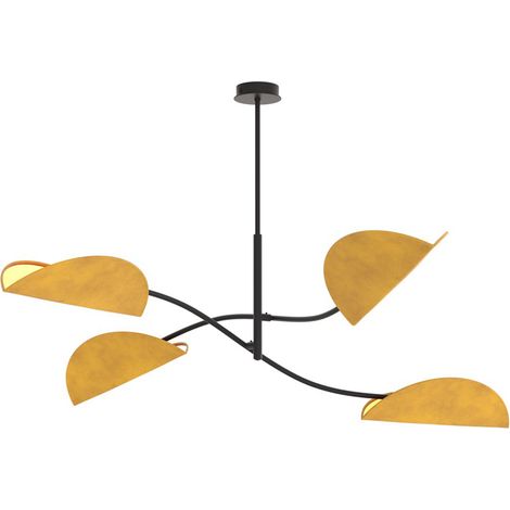 Plafoniera Moderna Ares Acciaio Nero Arancione 4 Luci E14 Ip20 (1/5)