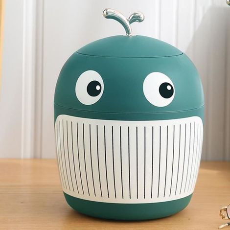 Omabeta Poubelle de petite baleine Petite poubelle de baleine, Mini poubelle de luxe légère et droguerie corbeille Vert Paon (1/4)