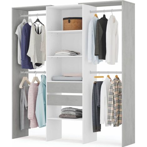 Armario vestidor Dress Blanco - Cemento 179cm (ancho) x 202cm (alto) - Blanco - Cemento (1/10)