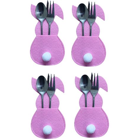 16 Sacs de Rangement pour Couverts Lapin de Pâques, Housse pour Ustensiles de Cuisine, Organisateur de Table pour Fête à Domicile (1/5)