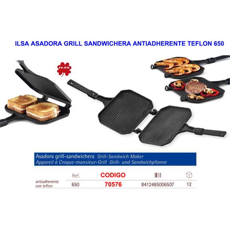 ILSA Machine à Sandwich Téflon 650 Grill Antiadhésif