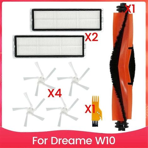 Accessoires compatibles avec l'aspirateur robot Dreame W10 : kits de pièces de rechange, brosse principale, filtre HEPA (1/5)