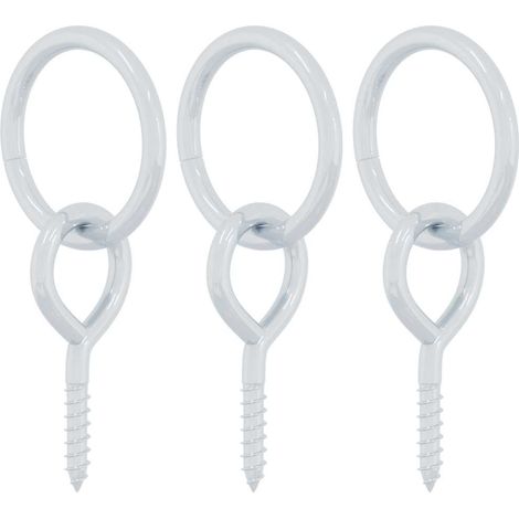 Anneaux d'attache pour chevaux avec vis à œil 3 pcs argenté acier (1/5)